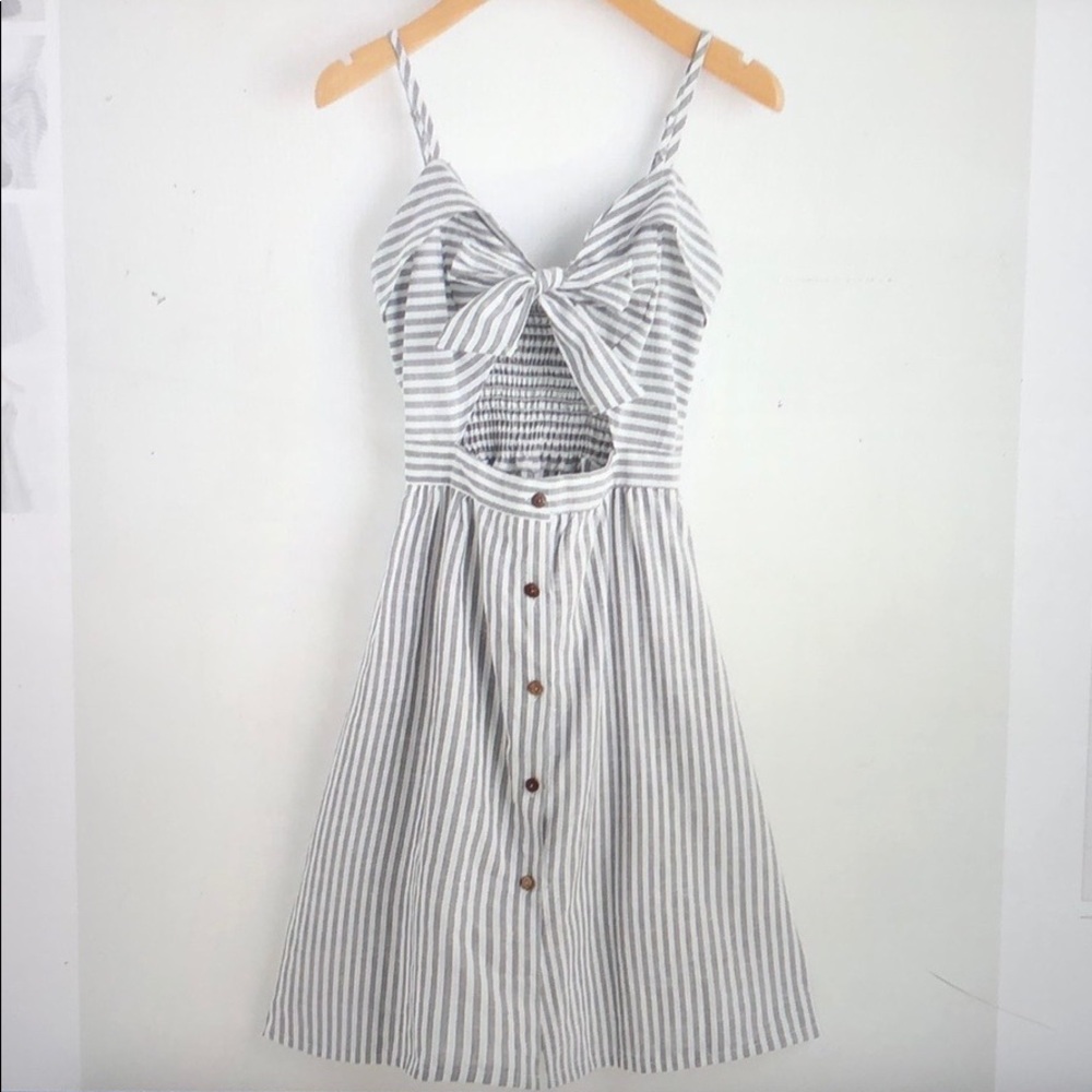 Bow tie peekaboo striped cami dress